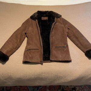 Vintage Guess Suede Faux Fur Lined Coat Medium